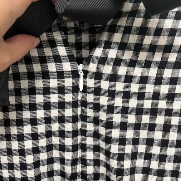 J Crew Gingham Flannel Ruffle Dress Bow Back Black White Buffalo Check Size XS - Picture 6 of 8